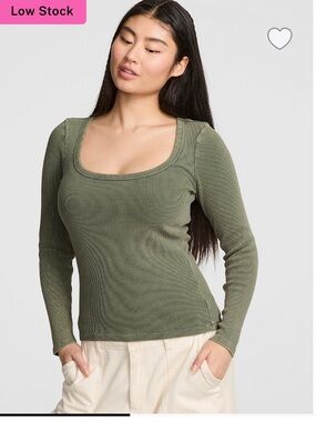 PINK Victoria's Secret vintage ribbed scooped long sleeve tee